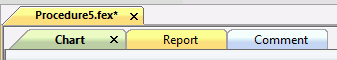 Chart component, report component, and comment component tabs