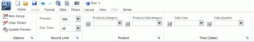 Product and Time Sales Hierarchy Groups