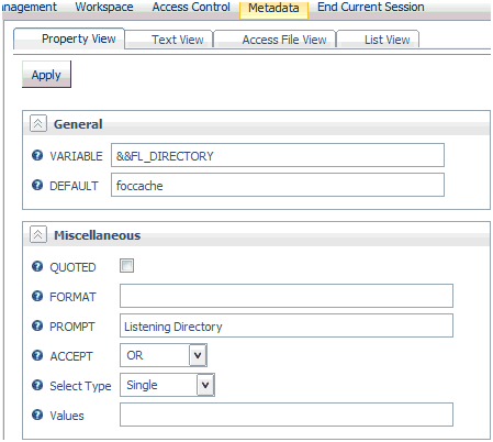 Property View tab
