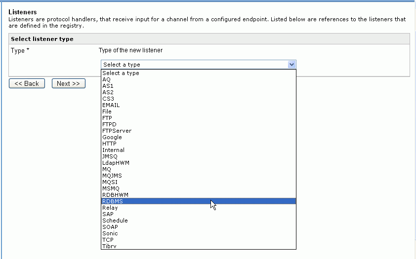 Drop down list box