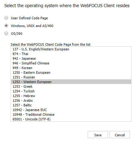 NLS Settings Code Page selection