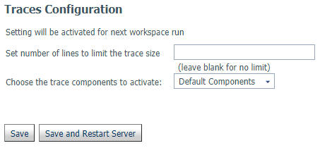Traces Configuration screen