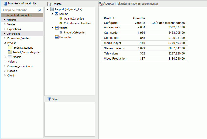 Report in French InfoAssist+ using localized sample data