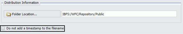 Distribution information. Do not add a timestamp to the filename check box is highlighted