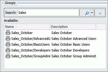 The new Search field in the Set Sharing dialog box displayed with matching search results.