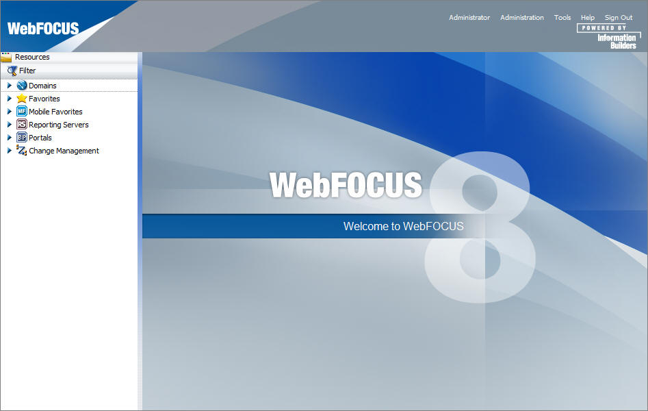 WebFOCUS Welcome page