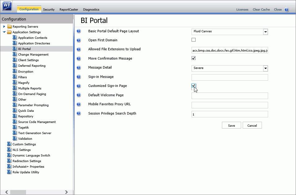 Administration console