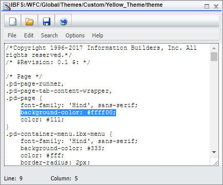 Custom theme example code