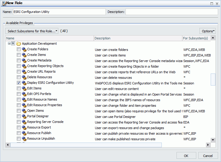 New Role dialog box