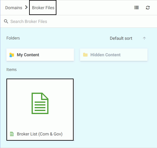 The WebFOCUS Home Page showing a report and the domain the report is saved in