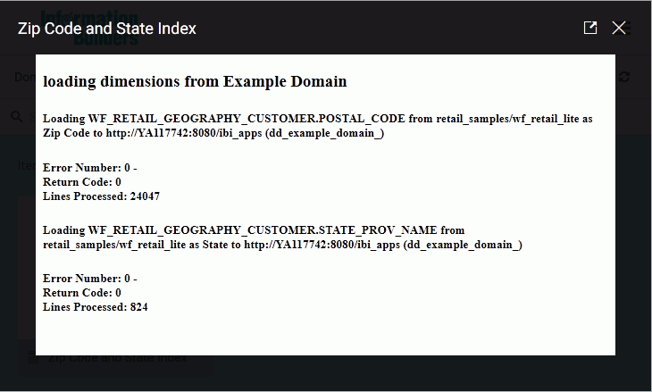 Example of successful index message
