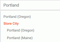 A cropped image of search suggestions for Portland.