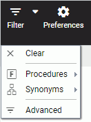 Filter menu