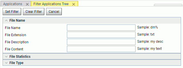 Filter Applications Tree by File Name