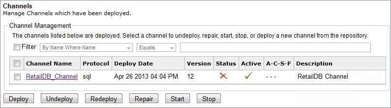 Channel Management pane