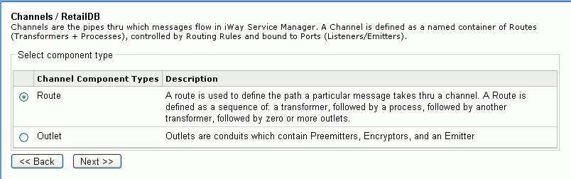Select component type pane