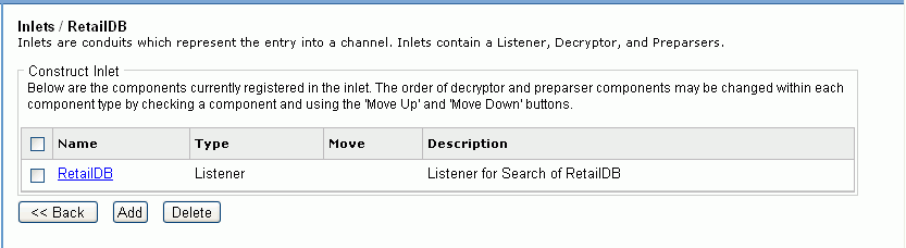 RetailDB Listener dialog box