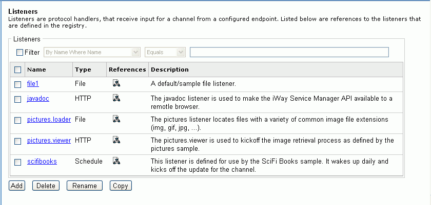 Listeners dialog box