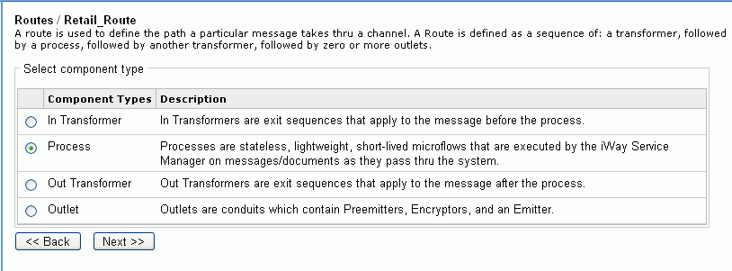 Select component type pane