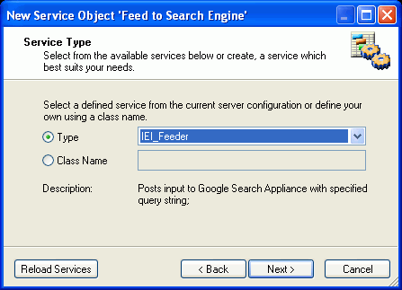 Service Type dialog box
