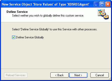 Define Service Dialog box