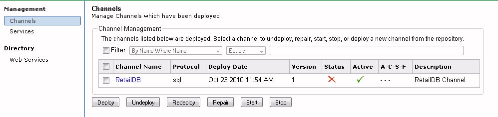 Channel Management pane