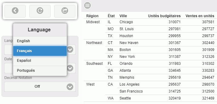 Report showing language selection in Responsive Autoprompt