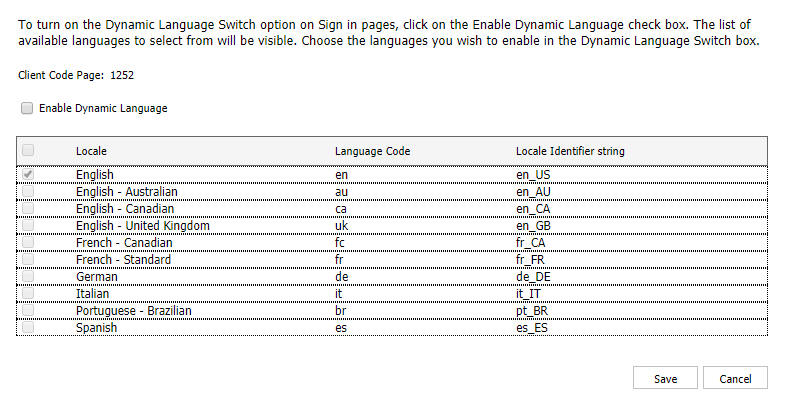 Dynamic Language Switch page