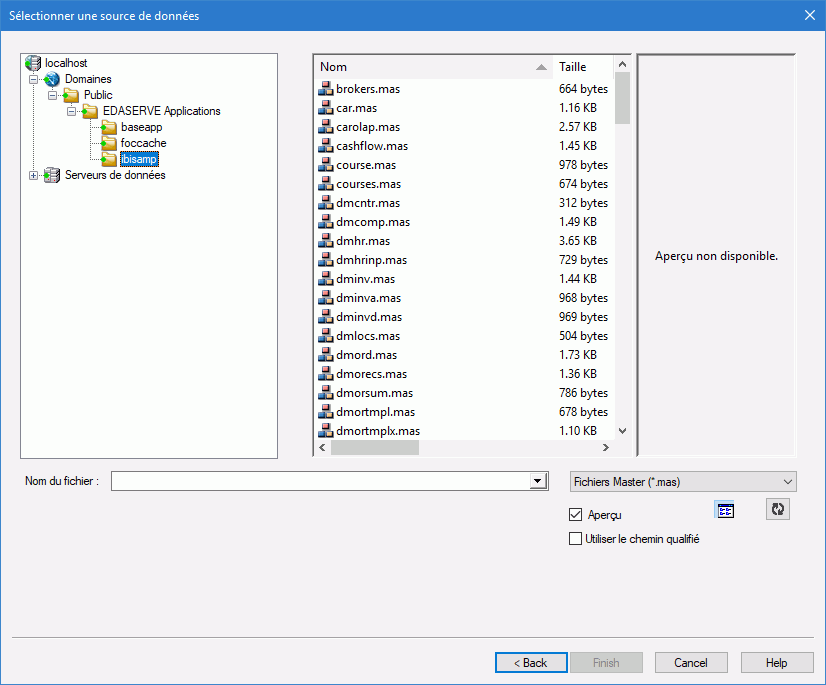 Select a Data Source dialog box in French