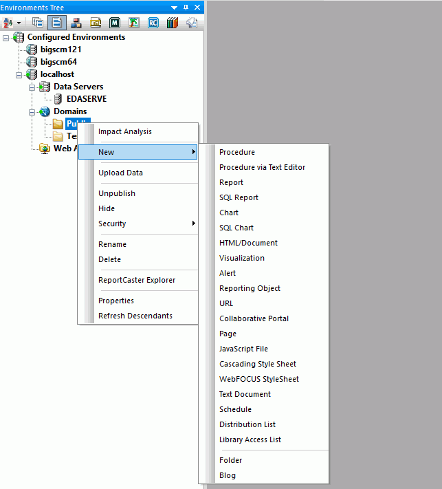 App Studio shortcut menu in English