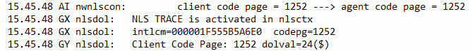 NLS information from trace file