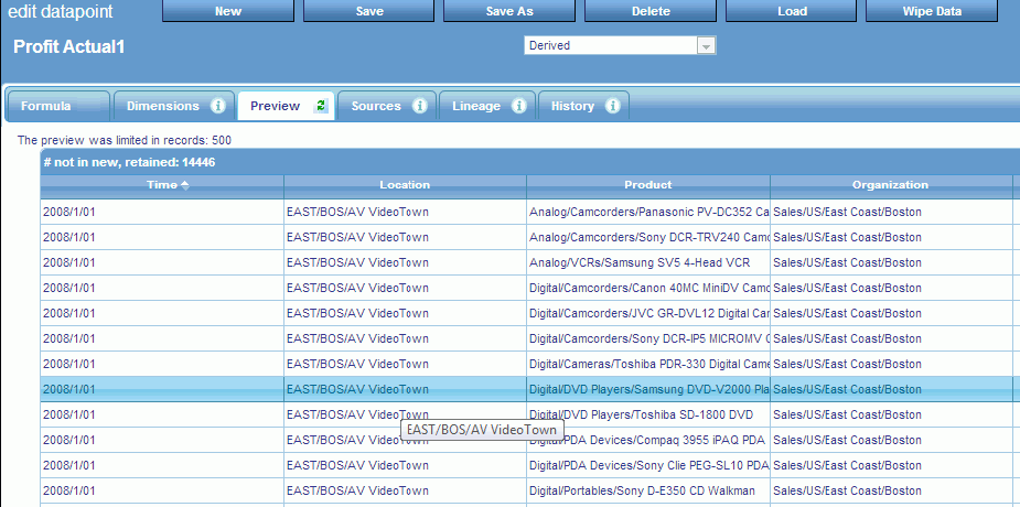 Preview tab