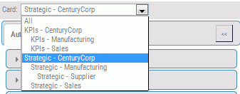 Card drop-down menu