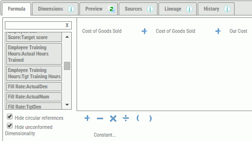 Formula tab