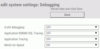 Debugging panel