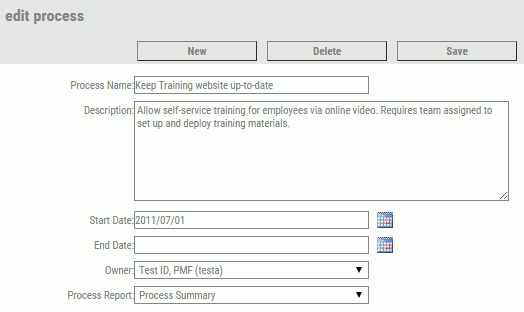 Edit process panel