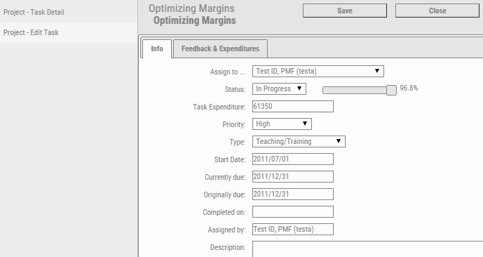 Edit Task panel