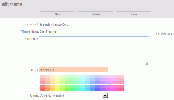 Edit Theme panel