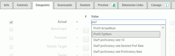 Datapoints tab