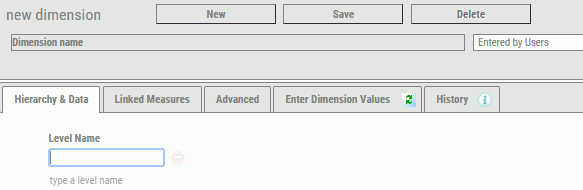 New Dimension panel