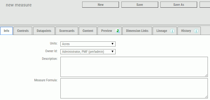 New Measure panel