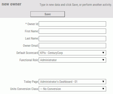 New Owner panel