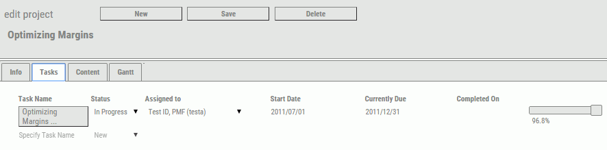 Tasks tab