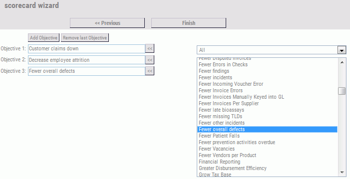 Scorecard Wizard panel