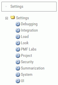 Settings panel