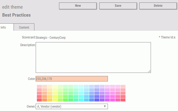 Edit Theme panel