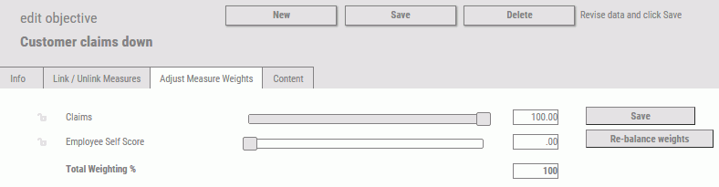 Adjust Measure Weights tab