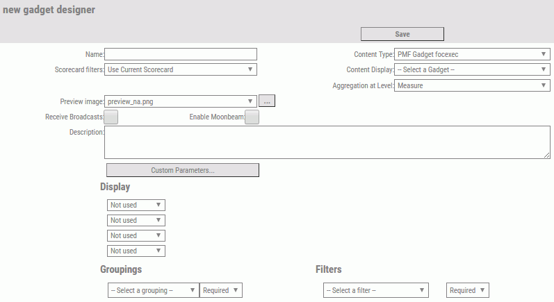 New Gadget Designer panel