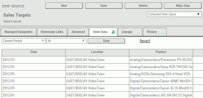 Enter Data tab