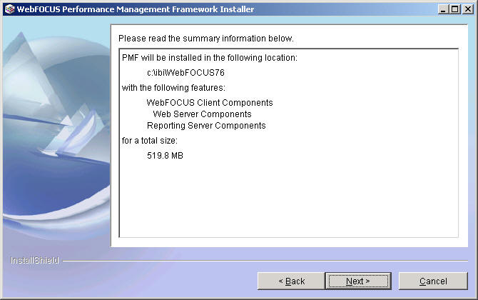 Summary information window